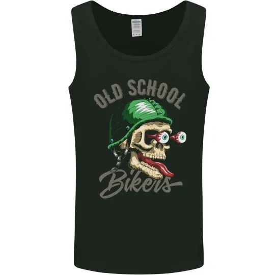 Discover Old School Biker Motorcycle Motorbike Funny Mens Vest Tank Top