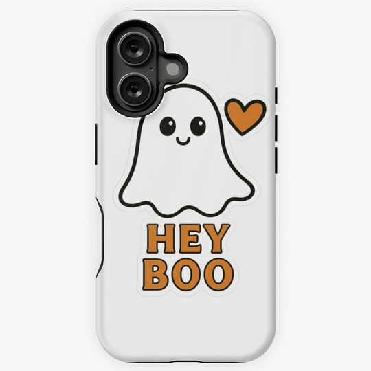 Hey Boo Cute Ghost with Heart iPhone Case