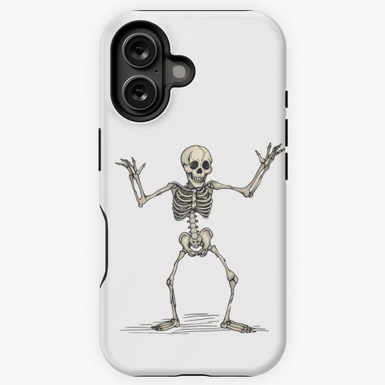Discover Dancing Halloween Skeleton – Funny Spooky Bones Illustration iPhone Case