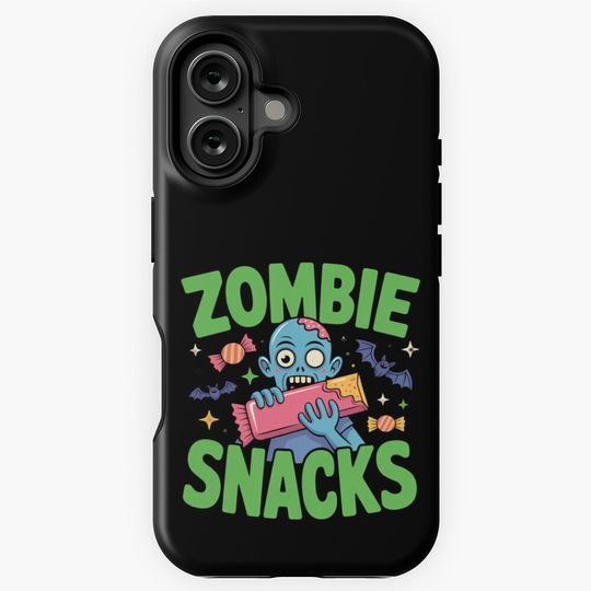 Zombie Snacks: This fun and vibrant T-shirt design is a hilarious take on the classic zombie. For the Halloween Festive Season iPhone Case