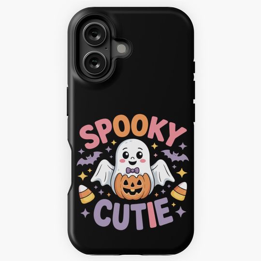 Discover The Adorable Apparition: A cute and playful Halloween design with a baby ghost in a bow tie and pumpkin costume. For the Halloween Festive Season iPhone Case