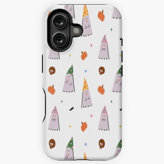 Cute Halloween Ghost Pattern – Kawaii Spooky Ghosts, Pumpkins and Party Hats iPhone Case