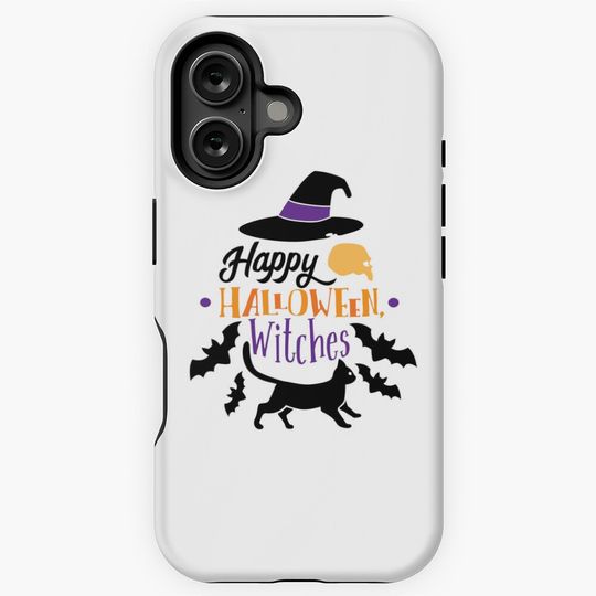 Discover Happy Halloween Witches Funny Cat Witch Halloween iPhone Case