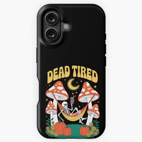 Discover Dead Tired: declares this charming retro halloween illustration!  iPhone Case