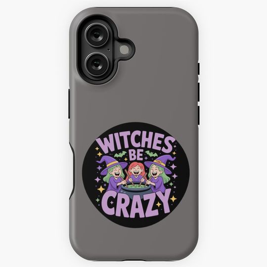 Discover Witches Be Crazy 5: A cute and playful Halloween design with witches around a cauldron. For the Halloween Festive Season iPhone Case