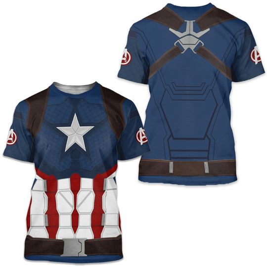Captain America Unisex T-Shirt, Halloween Cosplay Costume