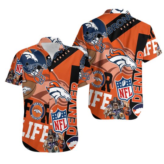 Denver Brôncos For Life Hawaiian Shirt Summer Aloha Full Size, Gift for Fan