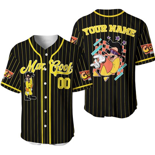 Personalized Disney A Goofy Movie Max Goof Baseball Jersey, Retro 90s Goofy Max Goof Roxanne Jersey Baseball Team, Powerline Stand Out Tour