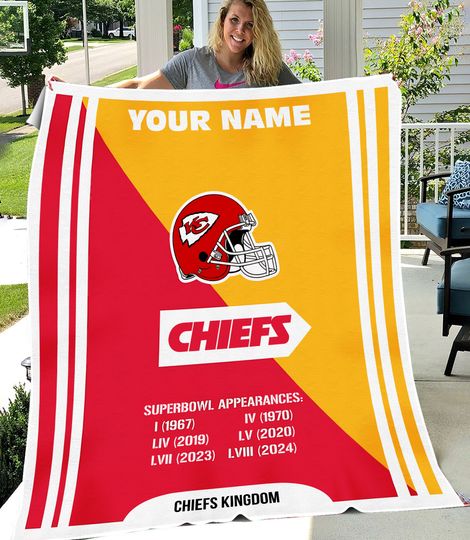 KC CHIEFS Blankets for Bed, Camp Nap Bedroom Decor, Bedspread Soft Fleece, Birthday Wedding Gifts