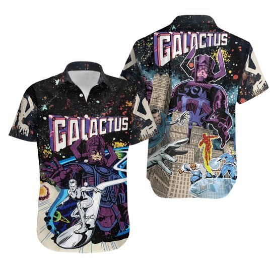 Galactus Fantastic Four Hawaiian Shirt, Marvel Comics Fantastic 4 Button Up Shirt, Fantastic Four Disney Trip Hawaiian Shirt