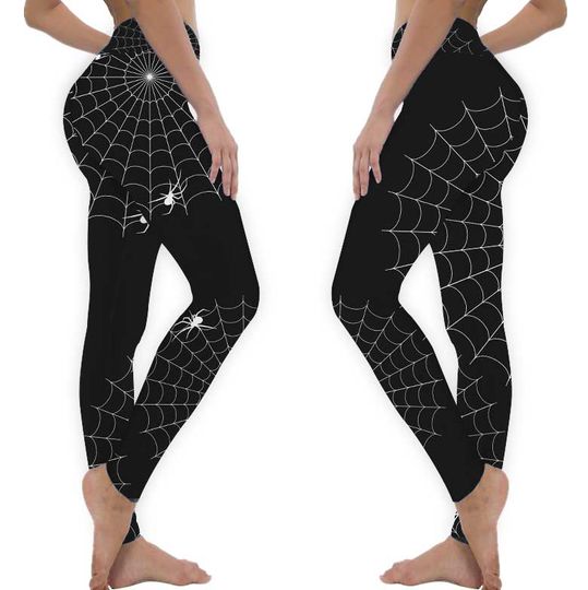 Black Halloween Spider Web Leggings Halloween Leggings For Women Skinny Gothic Leggings Adult Matching Witch Pants Halloween Witch Costume