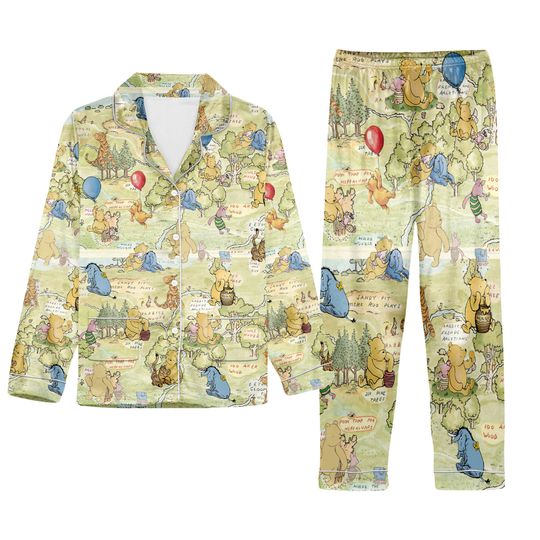 Retro Winnie The Pooh Pajamas Set, Pooh And Friends Women Pajamas, Eeyore Tigger Piglet Pjs, Hooney Bear Sleepwear, Disney Cartoon Gift
