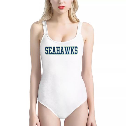 Seahawks Football Swimsuit, Womens Game Day Bathing Suit, Sporty Fan Swimwear
