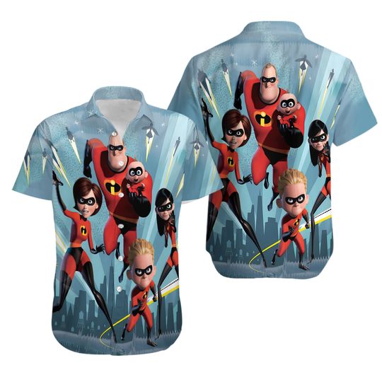 Incredibles Hawaiian Shirt Button Down Unisex Adults S-5XL