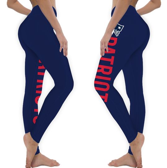 Women's New England Football Team Patriots Vertical Graphic Leggings, Blue, Gift for Women