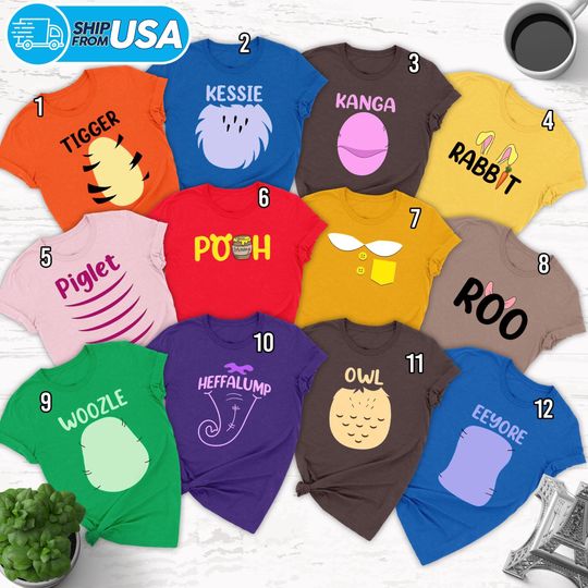 Disney Winnie The Pooh Halloween Costume Shirt, Pooh Halloween Matching Family Shirt, Pooh Eeyore Tigger Halloween Shirt, Halloween Party