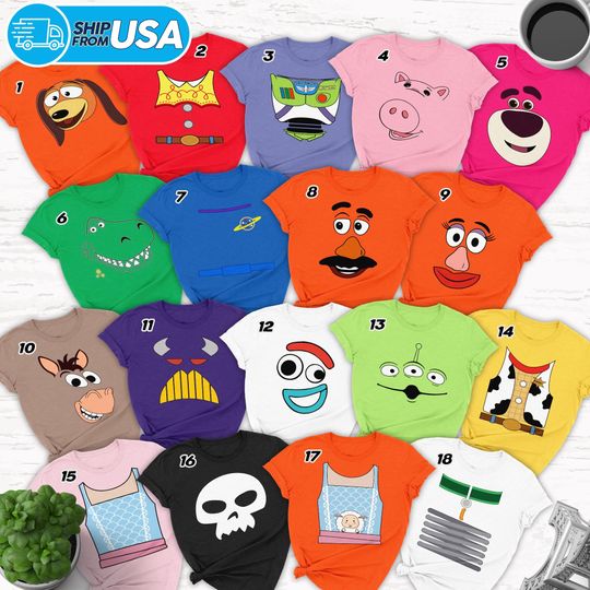 Discover Beloved Toy Characters Halloween Costume Tshirt, Animated Toys Cosplay Shirt, Halloween Costume For Family Group T-Shirt