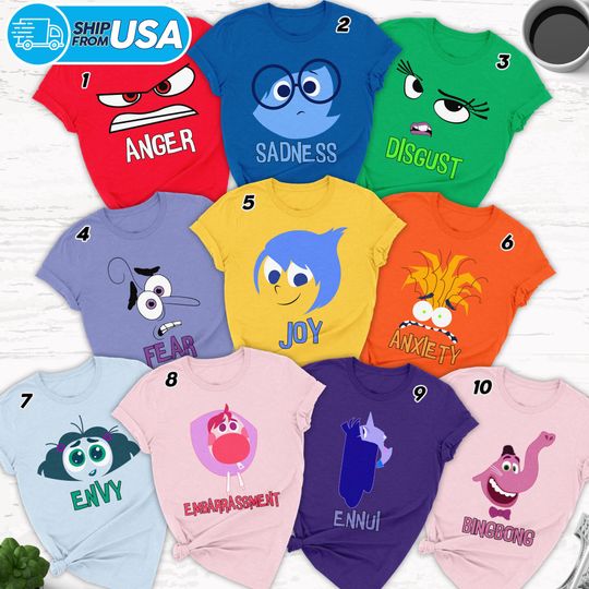 Discover Inside Out Costume, Inside Out Characters Matching, Inside Out 2 Shirt, Inside Out Group Halloween Cosplay, Inside Out Family Trip Tee