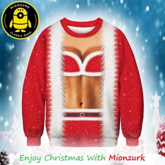 Discover Funny Lady Body Santa Muscle Chistmas 2025 Ugly Sweater For Men And Woman