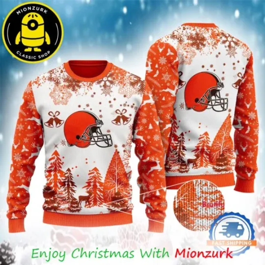 Cleveland Browns Logo Football Team football Special Xmas Tree 2025 Chiristmas Ugly Sweater