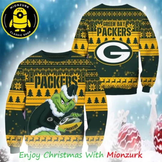 Discover Green Bay Packers Football funny character Christmas football 2025 Ugly Sweater