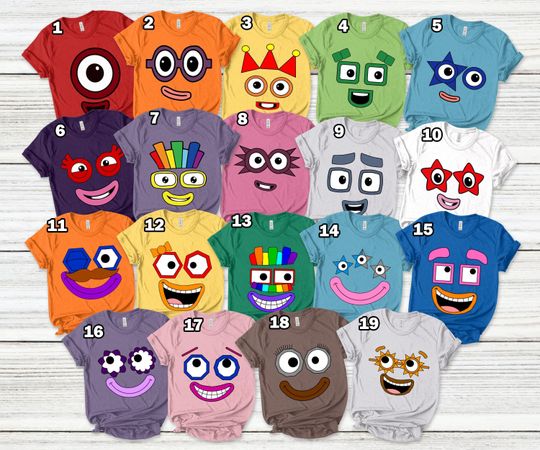 Discover Numberblocks Costume T-Shirt, Birthday Group Shirt, Halloween Group Shirt, Family Numberblocks Shirt