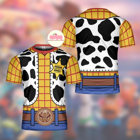Discover Woody Costume 3D T-shirt, Woody Cowboy Halloween Cosplay Costume, Toy Story Birthday Tee, Halloween Disney Outfit, Halloween Costume Gift