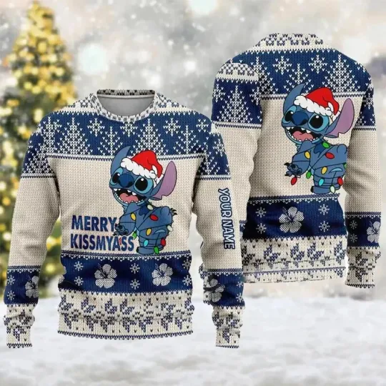 Discover BG Personalized Stitch Christmas Ugly Sweater, Merry Stitchmas Sweater, Stitch X