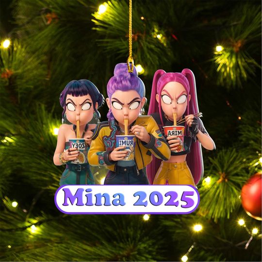 Discover Custom Huntrix Christmas, Halloween Acrylic Ornament, Kpop Demon Hunter Holo Ornament