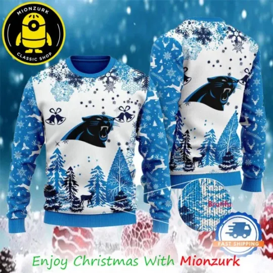 Carolina Panthers Logo Football Team football Special Xmas Tree 2025 Ugly Christmas Sweater