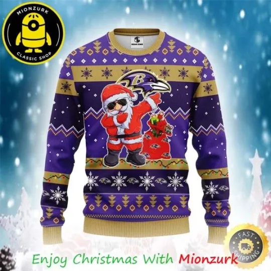 Discover Baltimore Ravens football Santa Claus Christmas Ugly Sweater Gift For Fan