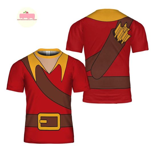Discover Gaston 3D T-Shirt, Halloween Cosplay Running Shirt, Beauty And The Beast Antagonists Tee, Disney Halloween Costume For Family Group T Shirt