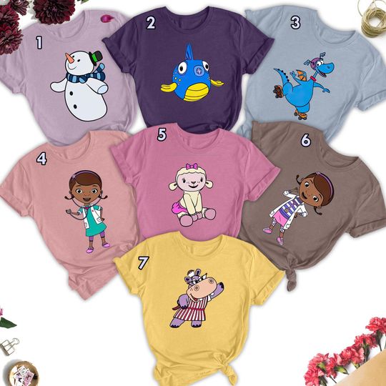 Discover Doc Mcstuffins Characters T-Shirt, Doc Mcstuffins Birthday Party Gift, Doc Mcstuffins Matching Shirt, Doc Mcstuffins Group Tee