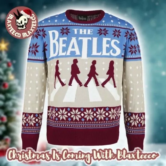 The Beatles Abbey Road Signature Aston Villa Colorway Holiday Ugly Xmas Sweater