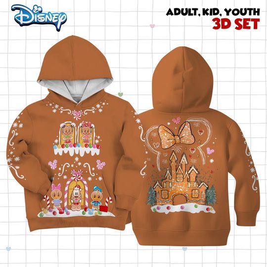 Discover Mickey and Friends Gingerbread Hoodie, Disney Mickey's Very Merry Christmas Party 2025 Hoodie For Family Kid Youth Adult