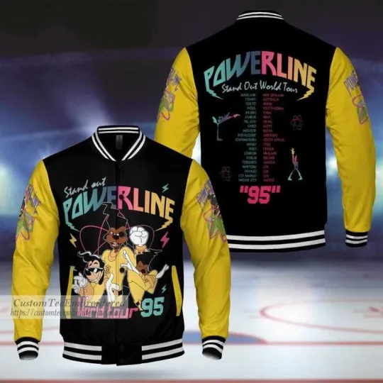Powerline Max 95 Adult Unisex Varsity Baseball Jacket, Disney A Goofy Movie