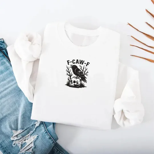 Embroidered Funny Crow Jumper – Unique Bird Sweatshirt