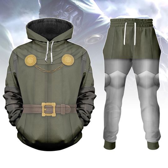 Discover Doctor Dooom Costume Hoodie And Joggers, Marvel Cosplay Hoodie, Supervillain Halloween Costume Set, Dr Dooom Cosplay Outfit For Men