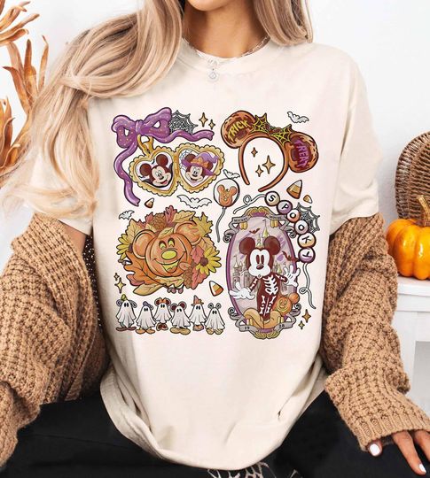 Discover Disney Mickey and Minnie Halloween Coquette Shirt, Disney Halloween Trip Shirt,Disneyland Halloween Tee, Mickey and Friends Halloween shirt