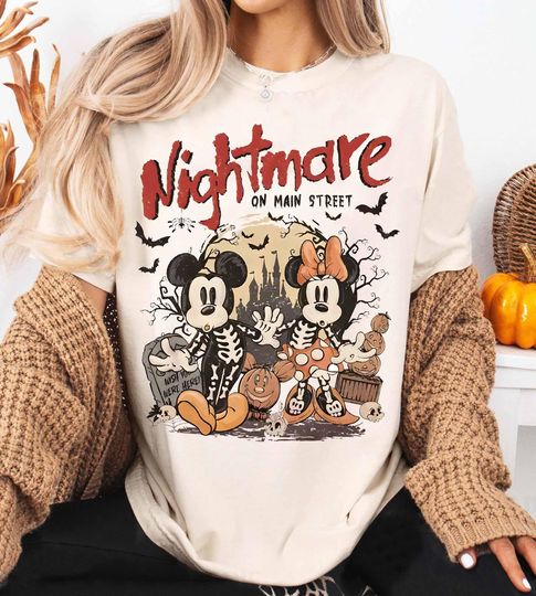 Discover Comfort Colors Disney Halloween Nightmare Shirt, Nightmare on Main Street Tee, Mickey Minnie Halloween Shirt, Vintage Disney Halloween Shirt