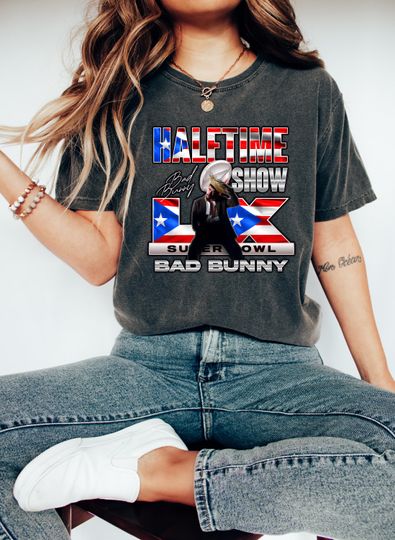 Discover Bunny 2026 Half Time Show Shirt, Bunny Bowl 2 Sided T-Shirt, Football 2026 Shirt, Here For The Benito Bowl Show, Gift for Fans