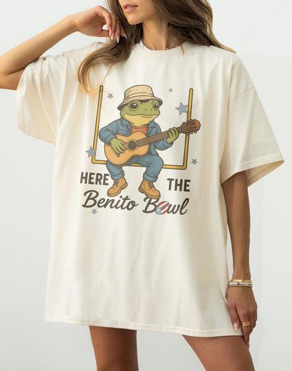 Discover Benito Bowl Shirt  Puerto Rico Football Tee  Bad Bunny Super Bowl Graphic Tee  Retro Frog Guitar T-Shirt
