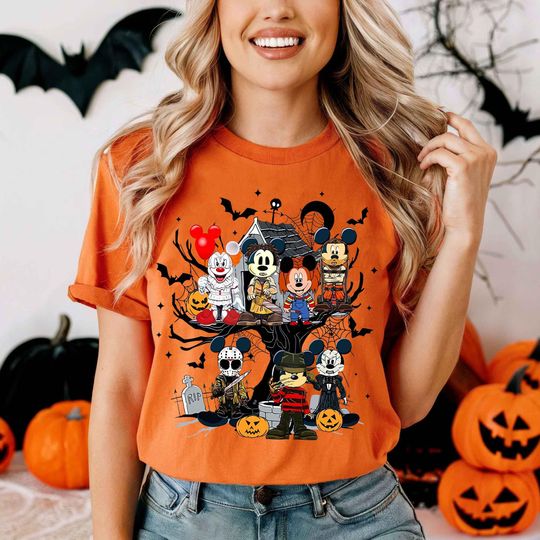 Discover Vintage Mickey Chareacter Horror Halloween Shirt, Disney Halloween Shirt, Mickey's Not So Scary Halloween Party Shirts, Horror Movie Shirt