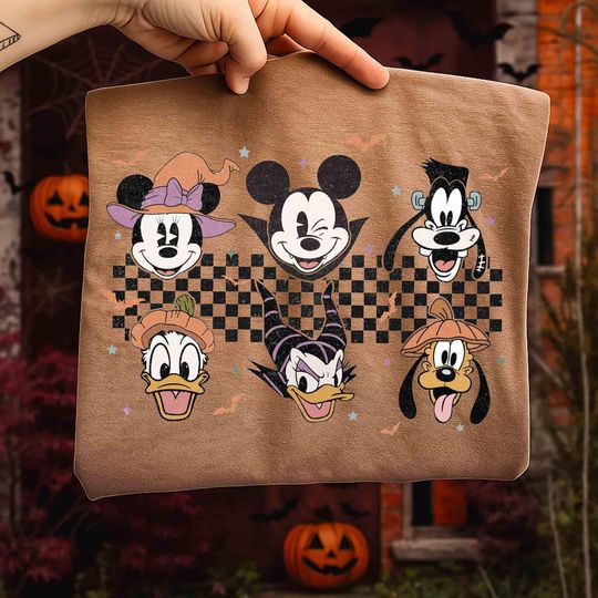 Discover Checkerred Spooky Mickey and Friends Halloween Shirt, Disney Halloween Tee, Matching Disney Family Shirts, Boo To You Disney Trip 2025 Tee