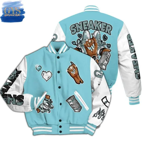 Discover Sneaker Girl Legend Blue 11s Varsity Baseball Jacket