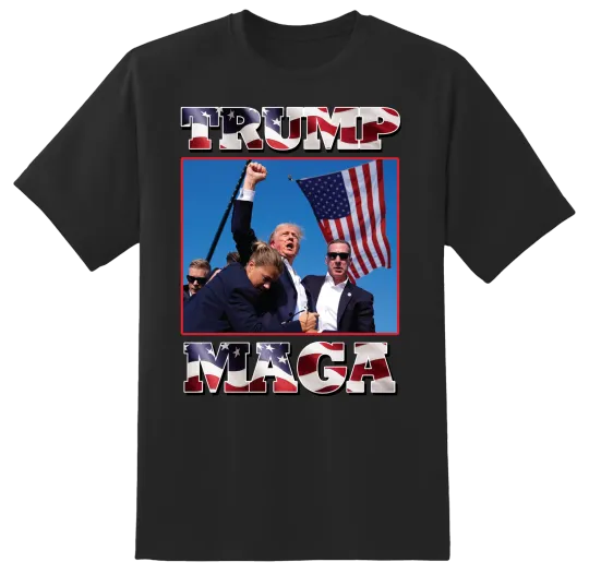Discover President Donald Trump 2024 Rally Shooting MAGA FIST PUMP FIGHT Shirt USA BLACK