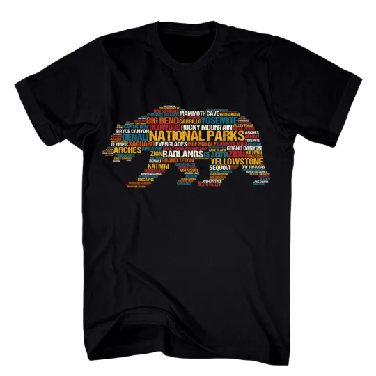 Discover USA National Parks Walking Bear Camping & Hiking T-Shirt Park List Travel