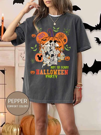 Discover Vintage Mickey's Not So Scary Halloween Party Comfort Colors Shirt, Mickey And Friends Skeleton Pumpkin, Halloween Costume, Halloween Group