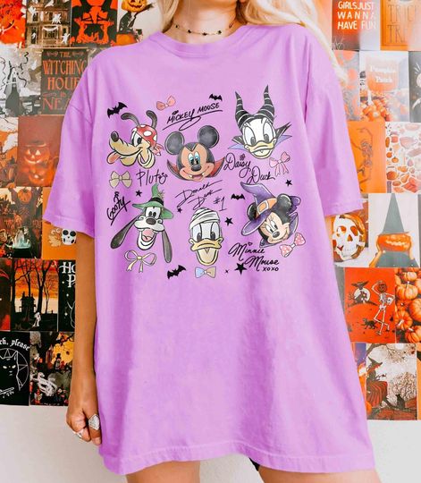 Discover Coquette Bow Mickey & Friends Halloween Shirt, Retro Disney Halloween Tee