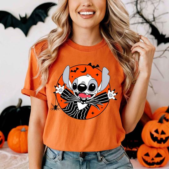 Discover Disney Stitch Skellington Halloween Shirt, Horror Stitch Tee